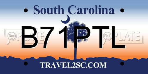 B71PTL South Carolina License Plate