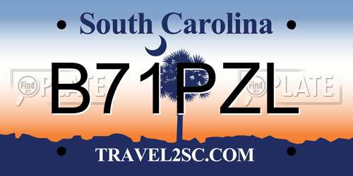 B71PZL South Carolina License Plate