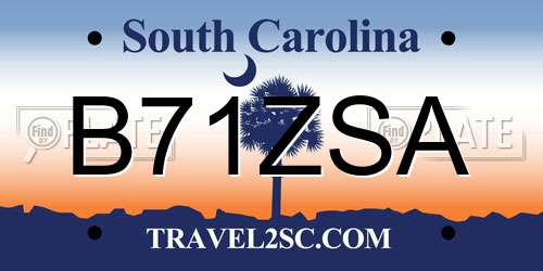 B71ZSA South Carolina License Plate