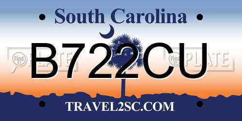 B722CU South Carolina License Plate