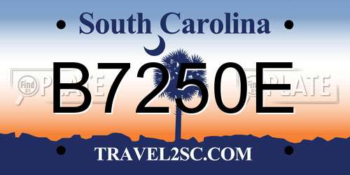 B7250E South Carolina License Plate