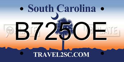 B725OE South Carolina License Plate