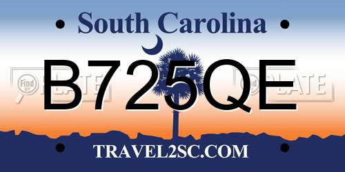 B725QE South Carolina License Plate