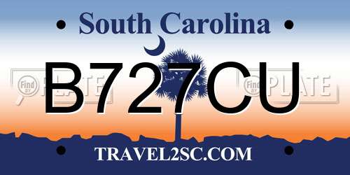 B727CU South Carolina License Plate