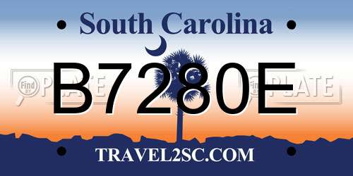 B7280E South Carolina License Plate