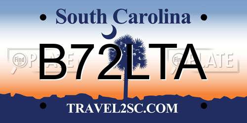 B72LTA South Carolina License Plate