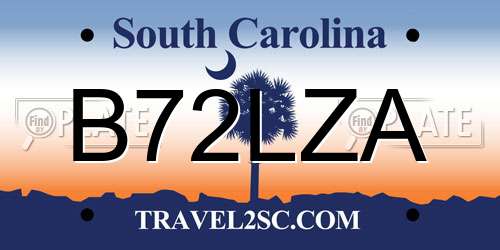 B72LZA South Carolina License Plate