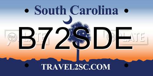 B72SDE South Carolina License Plate