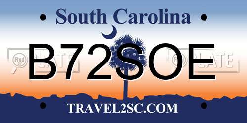 B72SOE South Carolina License Plate