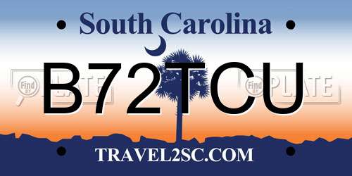 B72TCU South Carolina License Plate