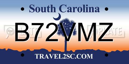 B72VMZ South Carolina License Plate