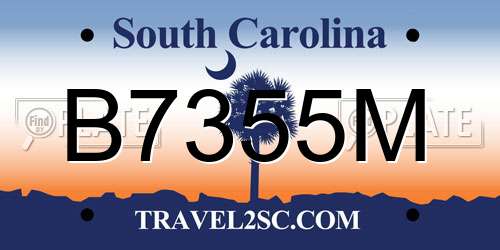 B7355M South Carolina License Plate