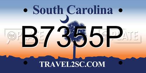 B7355P South Carolina License Plate