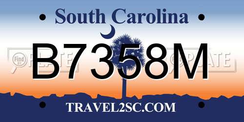 B7358M South Carolina License Plate