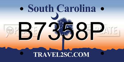 B7358P South Carolina License Plate