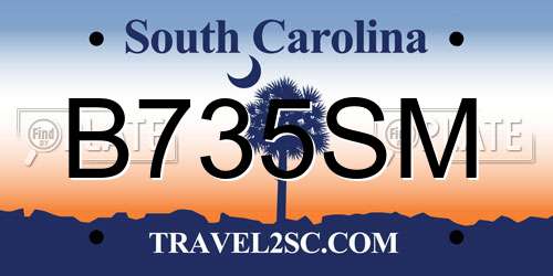 B735SM South Carolina License Plate