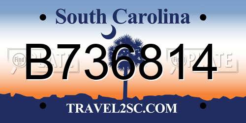 B736814 South Carolina License Plate