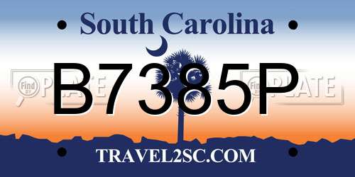 B7385P South Carolina License Plate