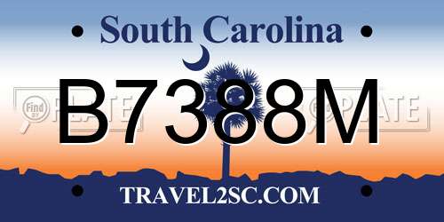 B7388M South Carolina License Plate