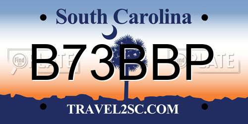 B73BBP South Carolina License Plate