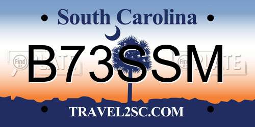 B73SSM South Carolina License Plate