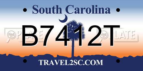 B7412T South Carolina License Plate