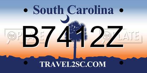 B7412Z South Carolina License Plate