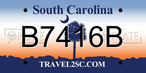 B7416B South Carolina License Plate