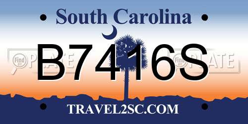 B7416S South Carolina License Plate