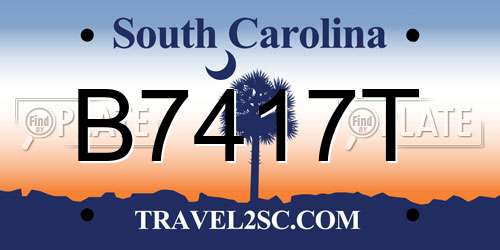 B7417T South Carolina License Plate