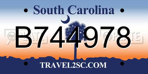 B744978 South Carolina License Plate