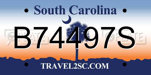 B74497S South Carolina License Plate