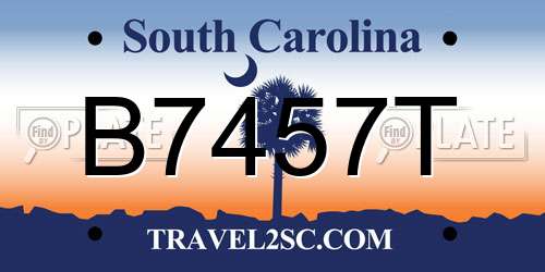 B7457T South Carolina License Plate