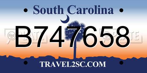B747658 South Carolina License Plate