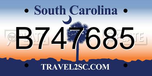 B747685 South Carolina License Plate