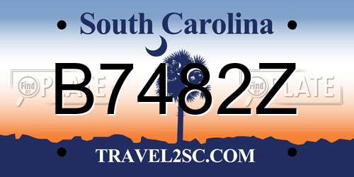 B7482Z South Carolina License Plate