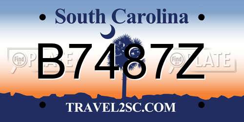 B7487Z South Carolina License Plate