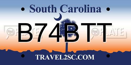 B74BTT South Carolina License Plate