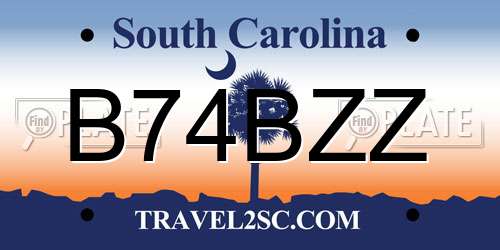 B74BZZ South Carolina License Plate