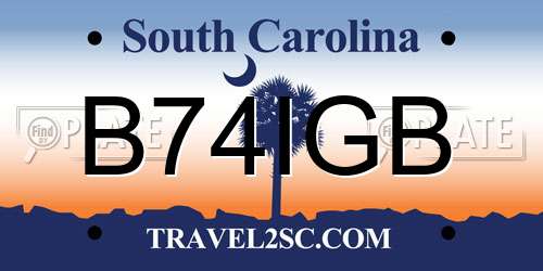 B74IGB South Carolina License Plate