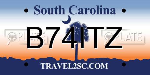 B74ITZ South Carolina License Plate
