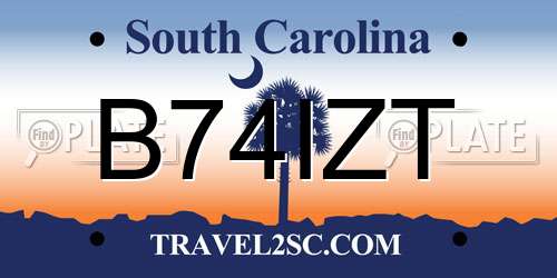 B74IZT South Carolina License Plate