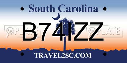 B74IZZ South Carolina License Plate