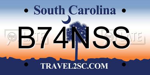 B74NSS South Carolina License Plate