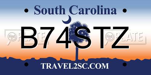 B74STZ South Carolina License Plate