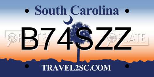 B74SZZ South Carolina License Plate