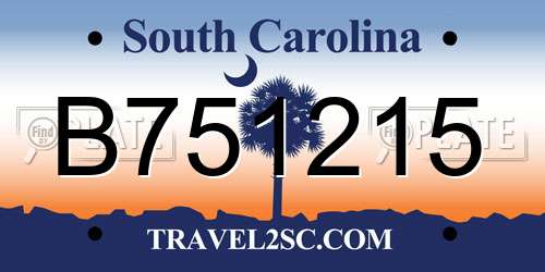 B751215 South Carolina License Plate