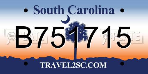 B751715 South Carolina License Plate