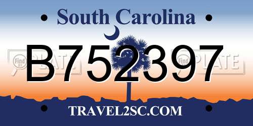 B752397 South Carolina License Plate