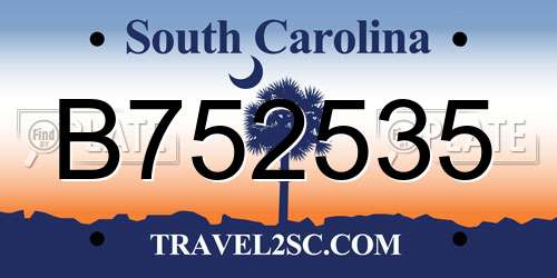 B752535 South Carolina License Plate